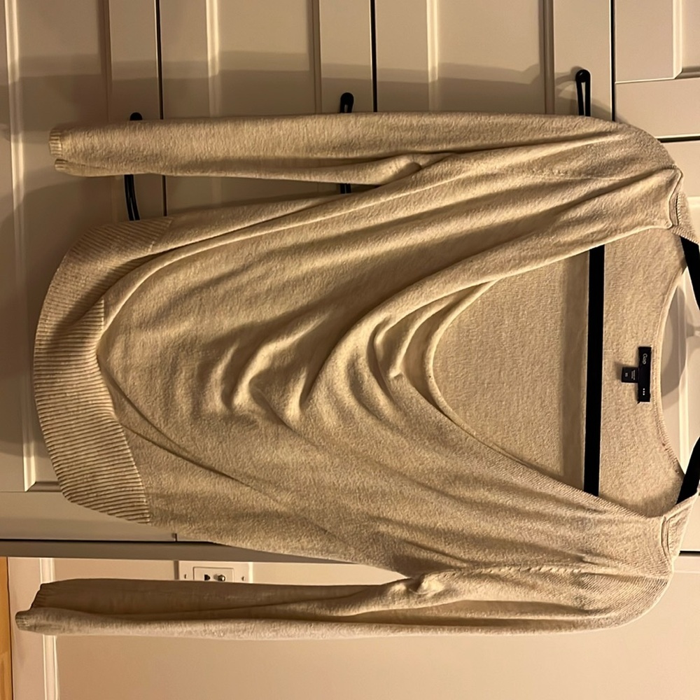 Cotton Blend cream drape neck sweater
